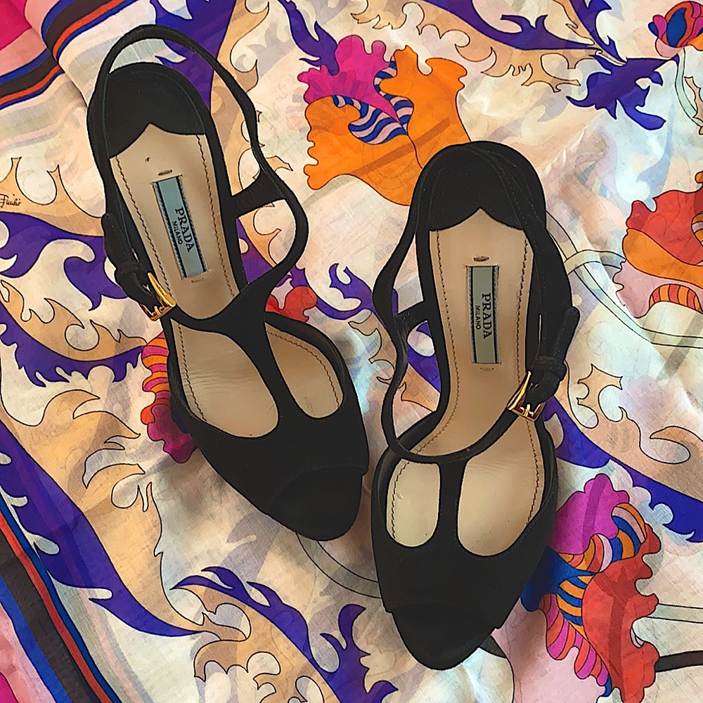 Prada Suede Platform Heels